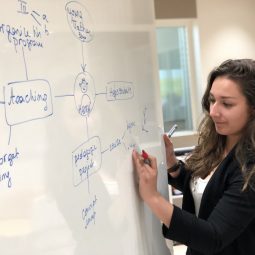 Woman drawing a concept map